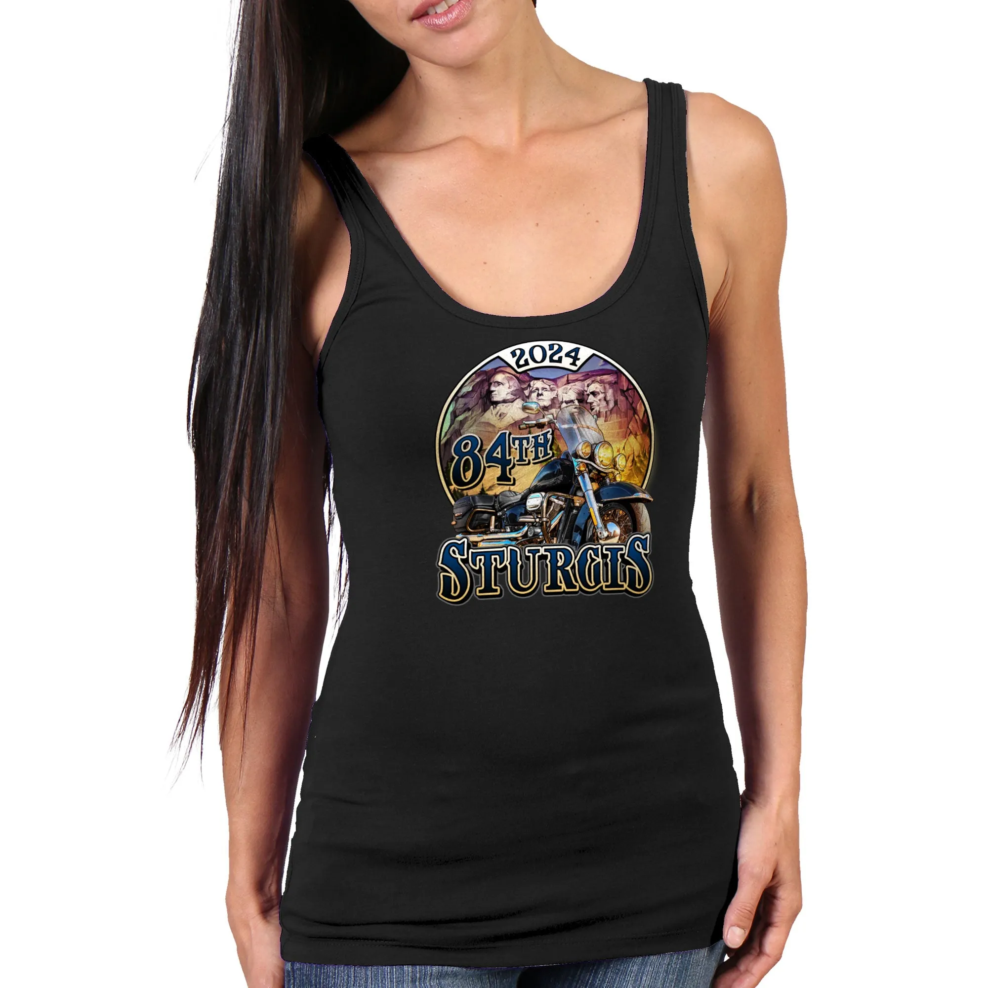 2024 Sturgis Motorcycle Rally Rushmore Ladies Black Tank Top SPL2884