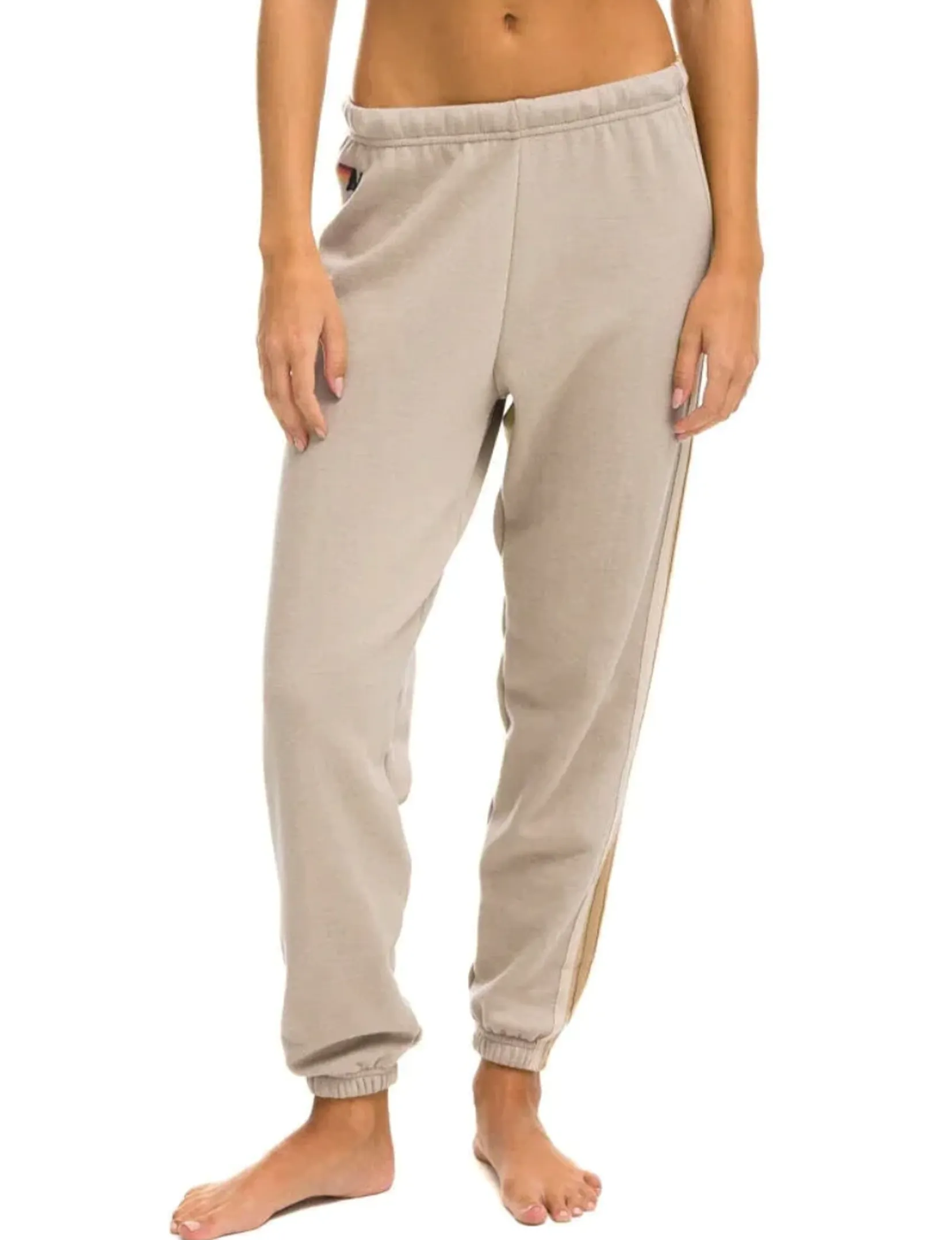 5 Stripe Womens Sweatpant, Sand/Tan