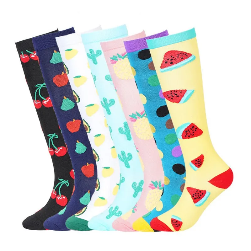 7 Pairs Cartoon Fruit Compression Socks