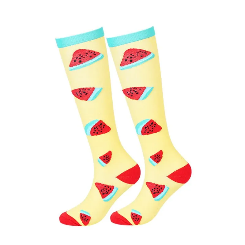 7 Pairs Cartoon Fruit Compression Socks