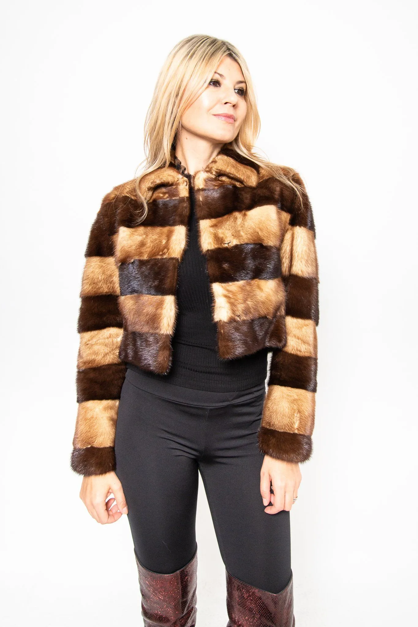 77 | Two-Tones Mink Cropped Jacket