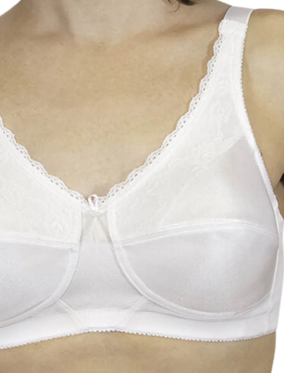 ABC American Breast Care Lace Soft Mastectomy Bra, White | White Mastectomy Bra ABC | Mastectomy America Breast Care Lace Soft Cup Bra