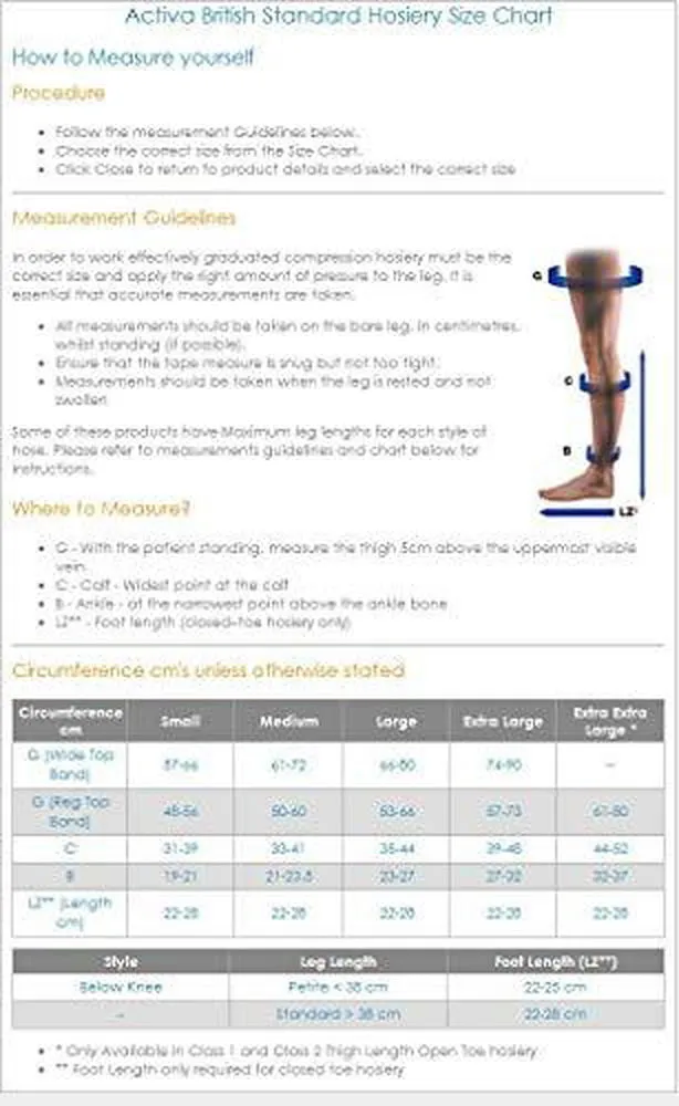 ActiLymph Class 1 Below Knee Open Toe Compression Stockings 18-21 mmHg