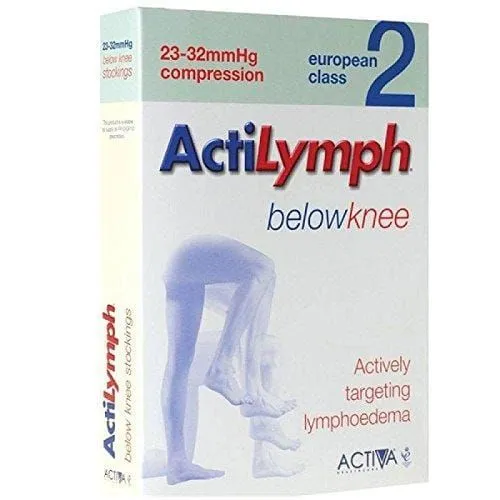 Actilymph Class 2 Standard Below Knee Closed Toe Compression Stockings Large Black