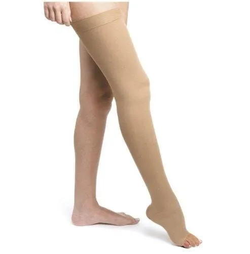 ActiLymph Class 2 Thigh Length Compression Stockings Black Medium Open Toe