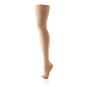 ActiLymph Class 2 Thigh Length Compression Stockings Sand Small Wide Open Toe