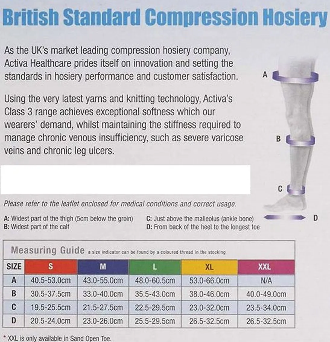 Activa Class 1 Below Knee Compression Support Stockings  (Pair) Open or Closed Toe