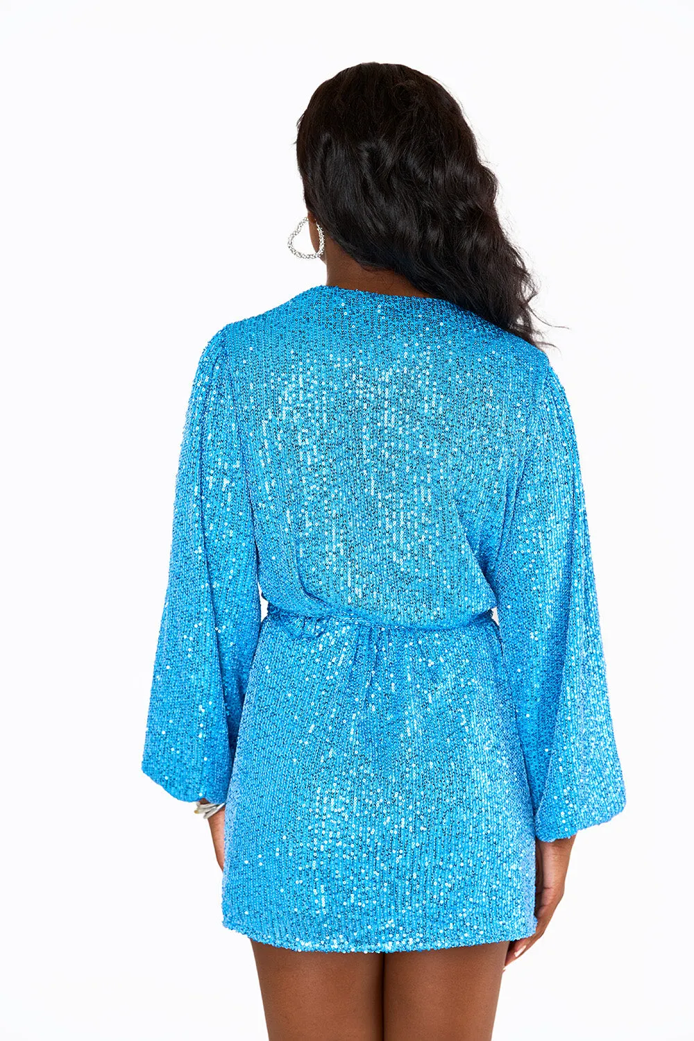 Adeline Sequin Wrap Dress - Blueberry