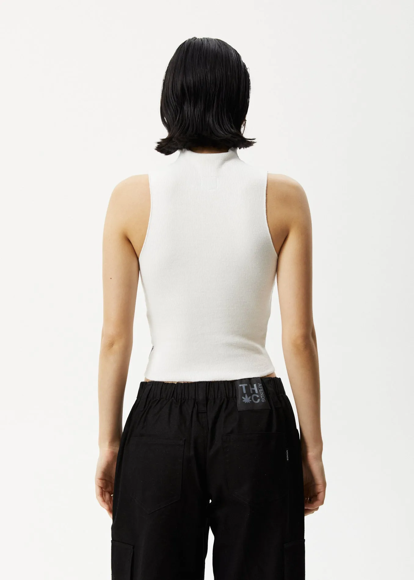 Afends Iconic - Hemp Ribbed High Neck Tank - Off White