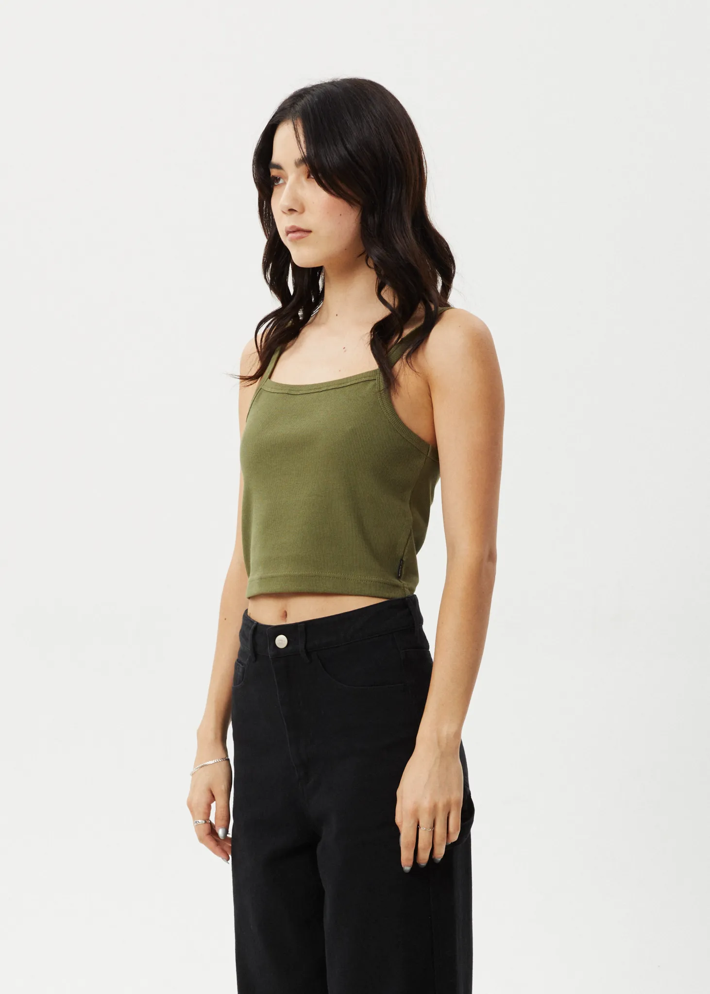 AFENDS Womens Taylor - Rib Singlet - Military