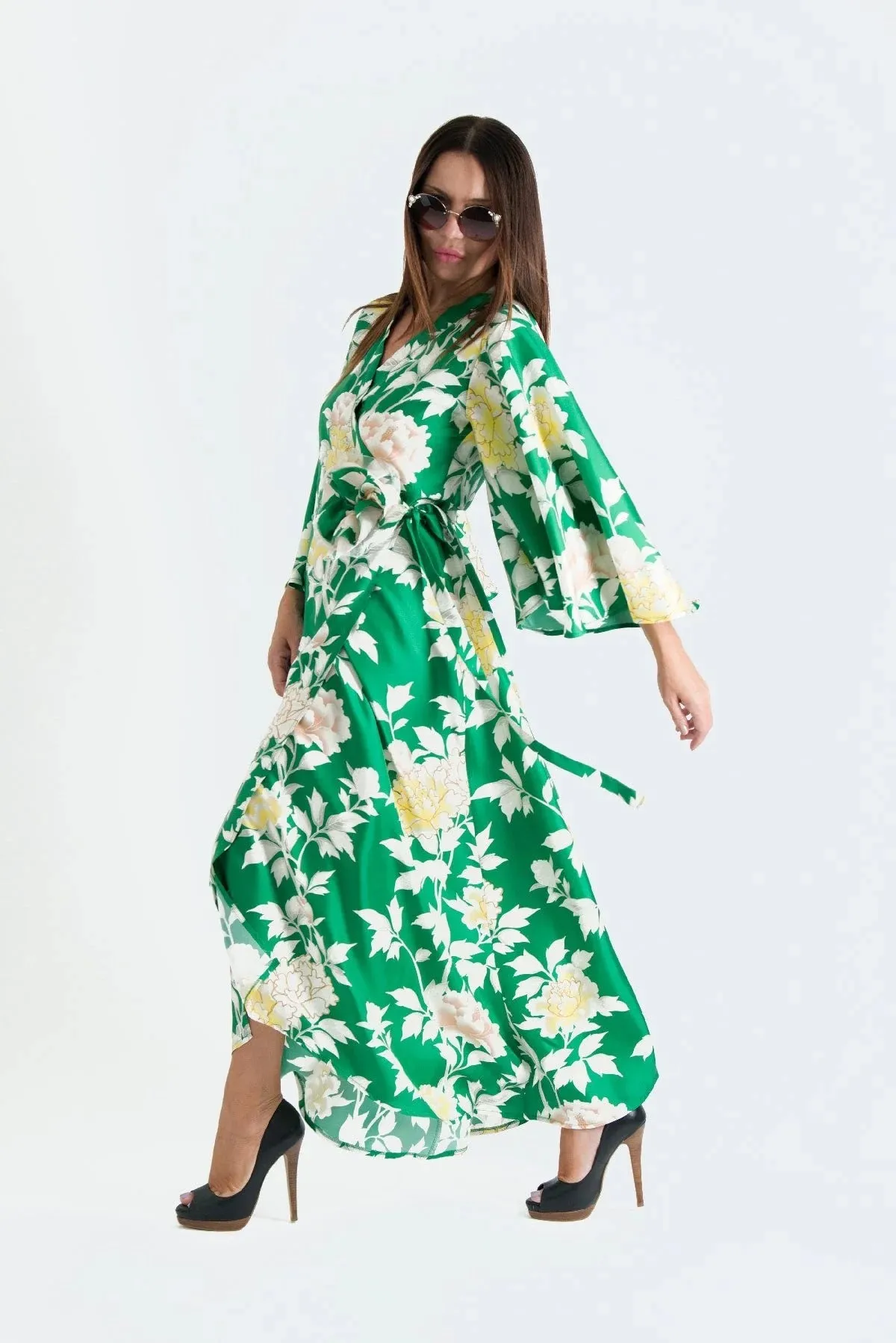 ASTRID Green Summer Wrap Dress