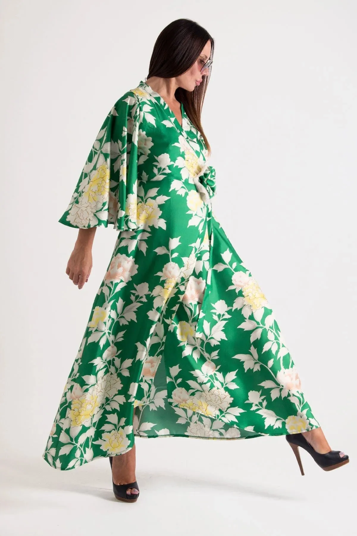 ASTRID Green Summer Wrap Dress