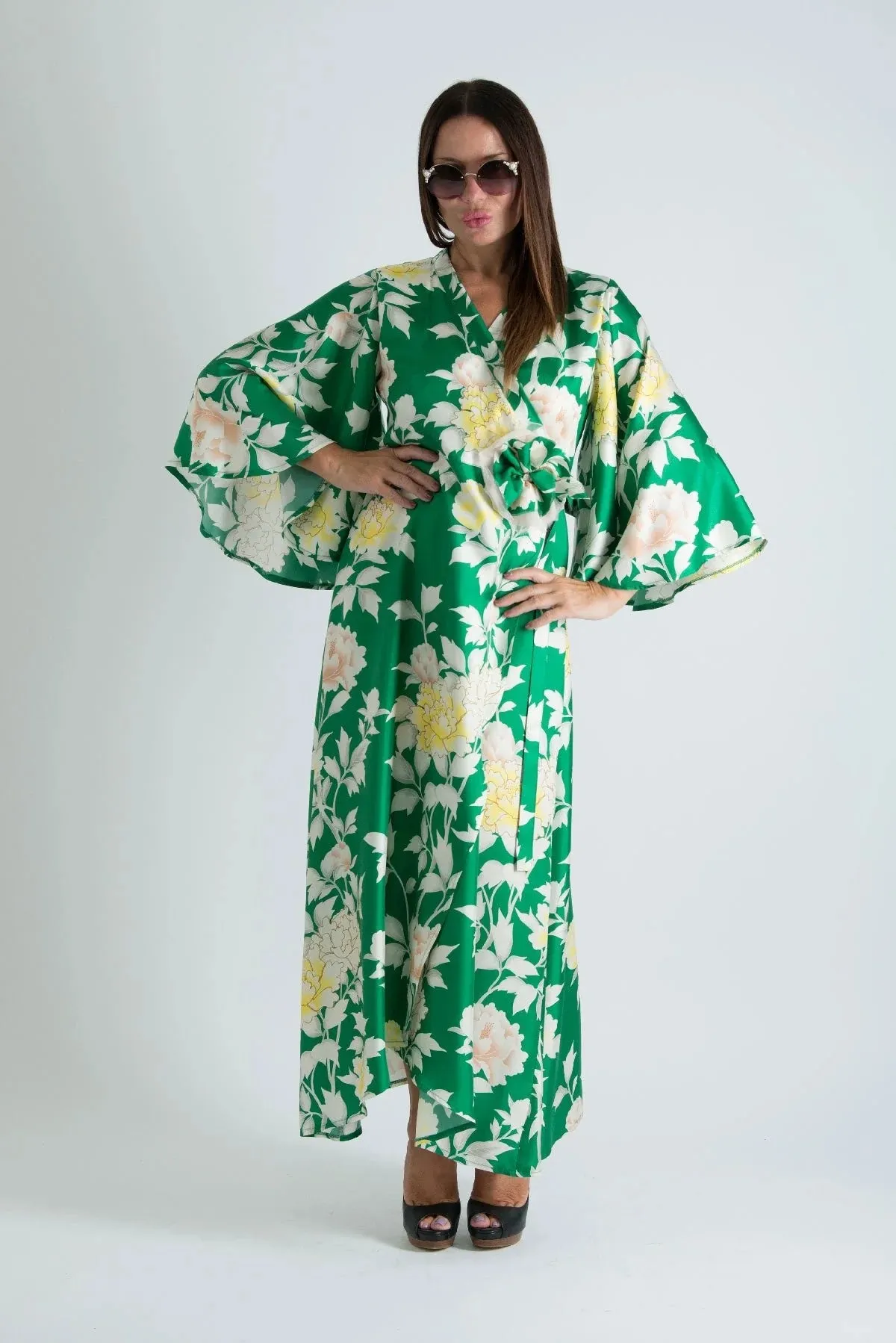 ASTRID Green Summer Wrap Dress