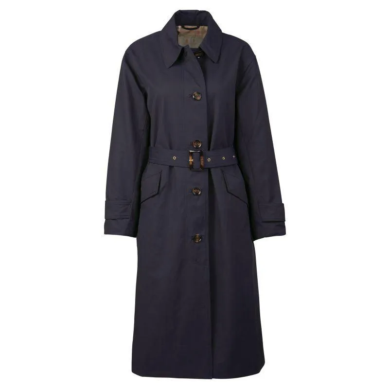 Barbour Opal Ladies Showerproof Trench - Midnight/Rosewood Tartan