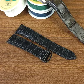 Black Genuine Alligator Leather Cartier Watch Strap