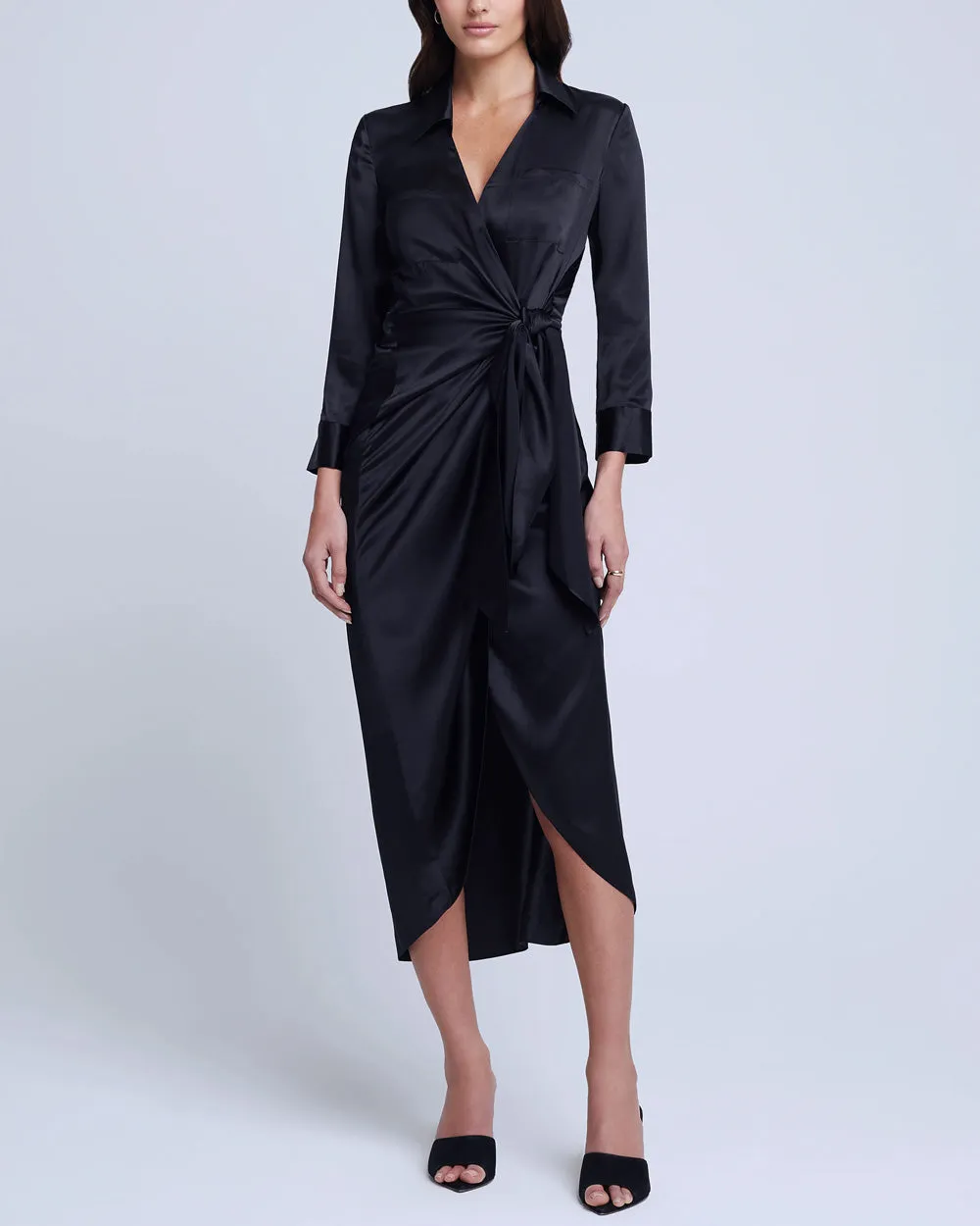 Black Kadi Long Wrap Dress