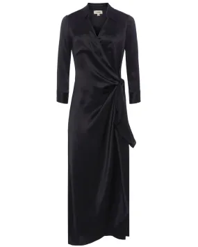 Black Kadi Long Wrap Dress