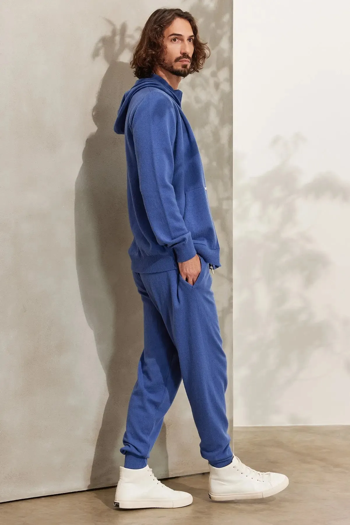 Blue Cashmere and Merino Recycled Cashmere Men's Sweatpants