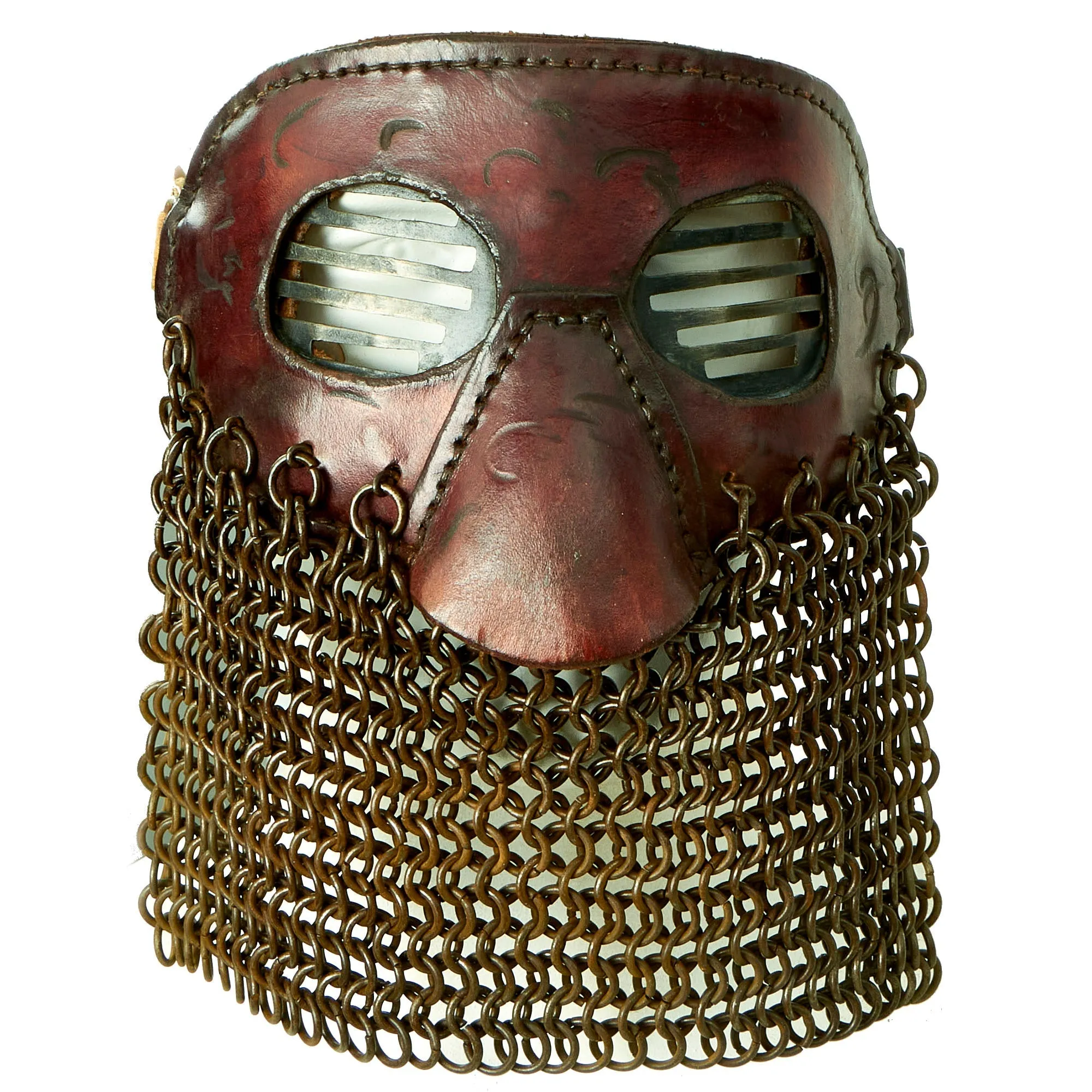 British WWI Tankers Leather Covered Splatter Mask with Chainmail Mouth Guard