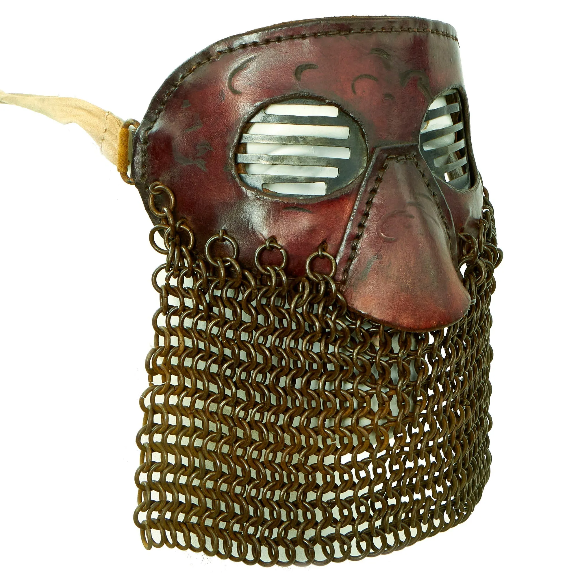 British WWI Tankers Leather Covered Splatter Mask with Chainmail Mouth Guard