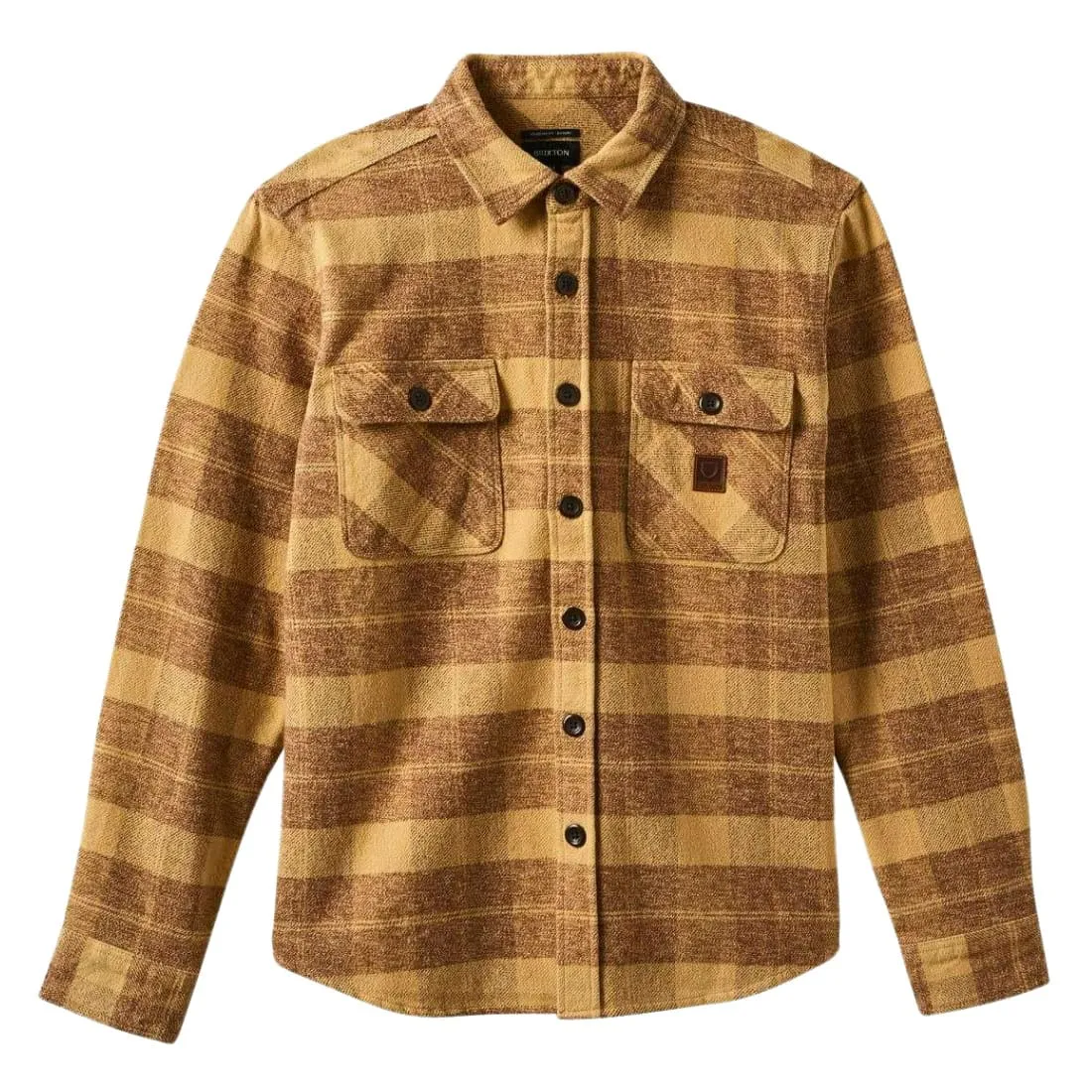 Brixton Bowery Heavyweight Longsleeve Flannel Shirt - Curry Yellow/Pinecone