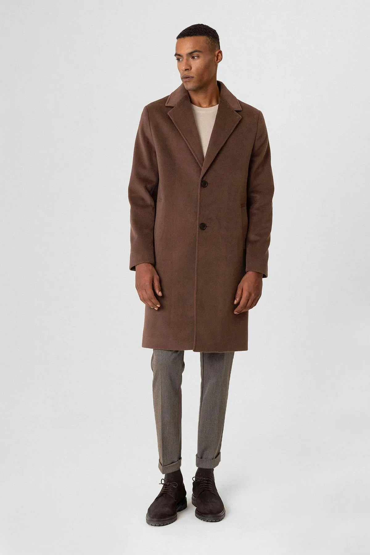 Brown Textured Men's Coat - Wessi