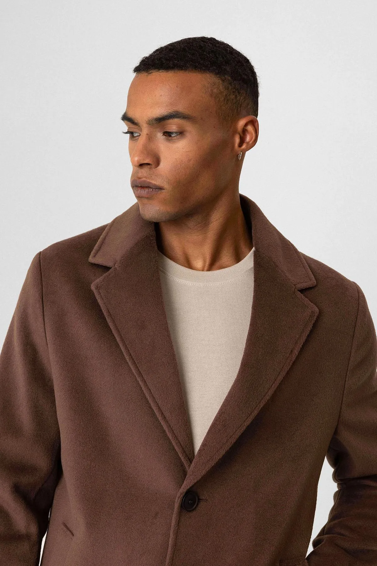 Brown Textured Men's Coat - Wessi