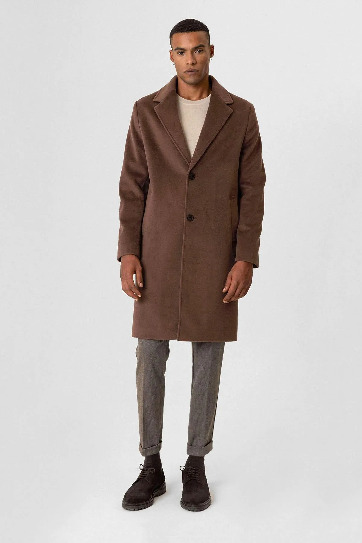 Brown Textured Men's Coat - Wessi