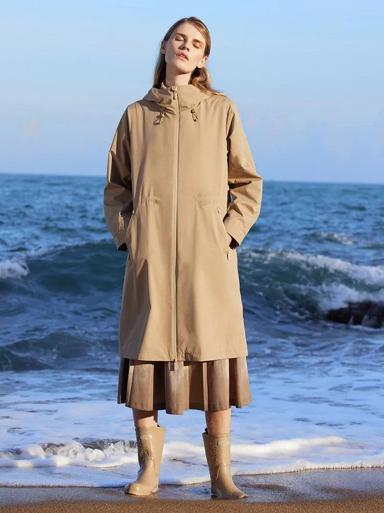 Camel Trench Coat & Down Vest Two-Piece Set