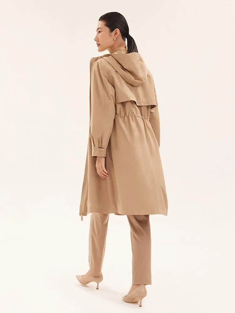 Camel Trench Coat & Down Vest Two-Piece Set