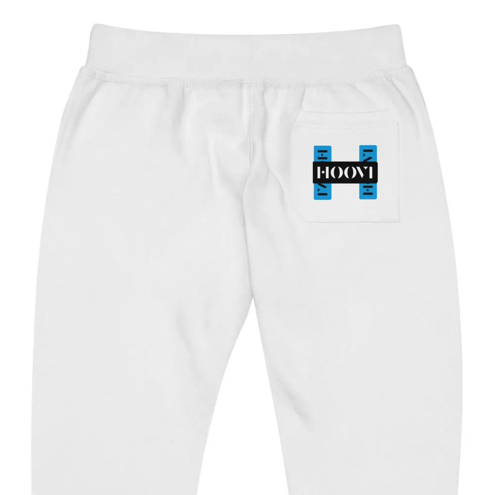 Capital H's Unisex Fleece Sweatpants (Black Hoovi Print) Deep Sky Blue & Black Logo