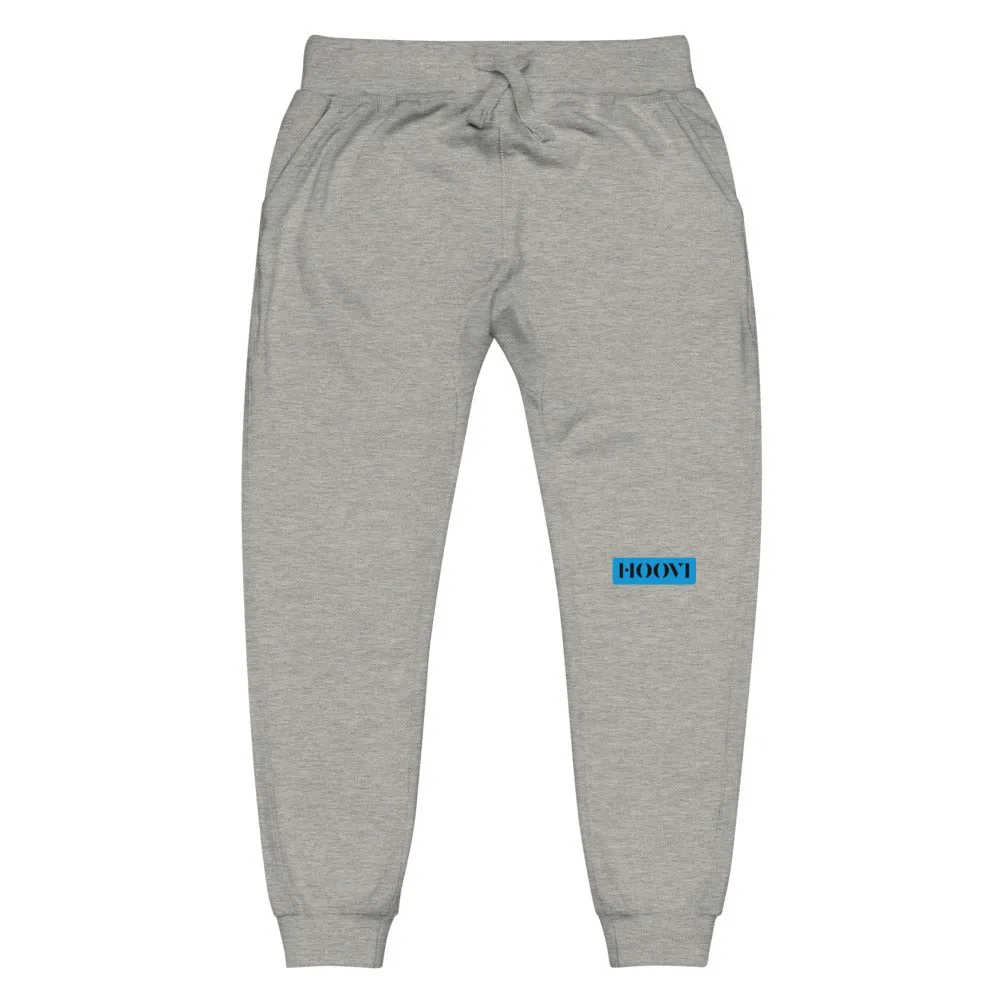 Capital H's Unisex Fleece Sweatpants (Black Hoovi Print) Deep Sky Blue & Black Logo