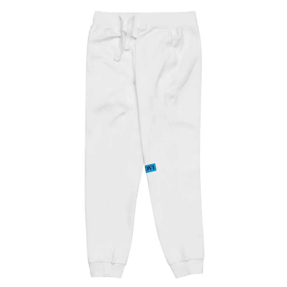 Capital H's Unisex Fleece Sweatpants (Black Hoovi Print) Deep Sky Blue & Black Logo