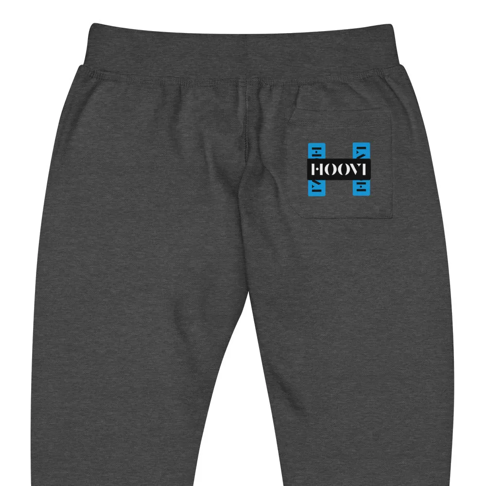 Capital H's Unisex Fleece Sweatpants (Black Hoovi Print) Deep Sky Blue & Black Logo