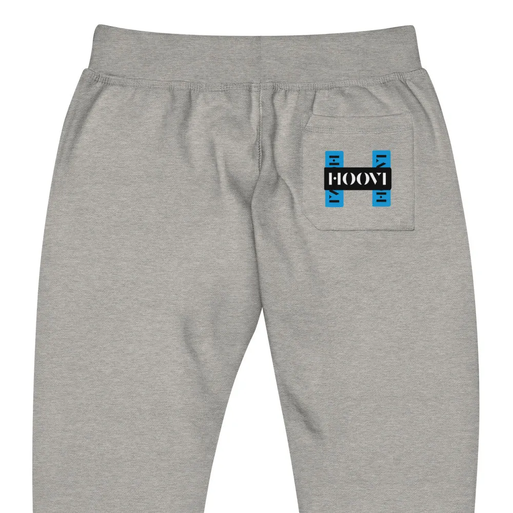 Capital H's Unisex Fleece Sweatpants (Black Hoovi Print) Deep Sky Blue & Black Logo