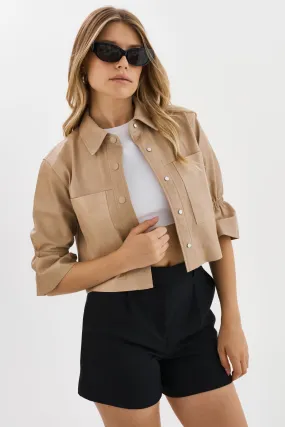 CAROLINA | Leather Ruffle Sleeve Jacket