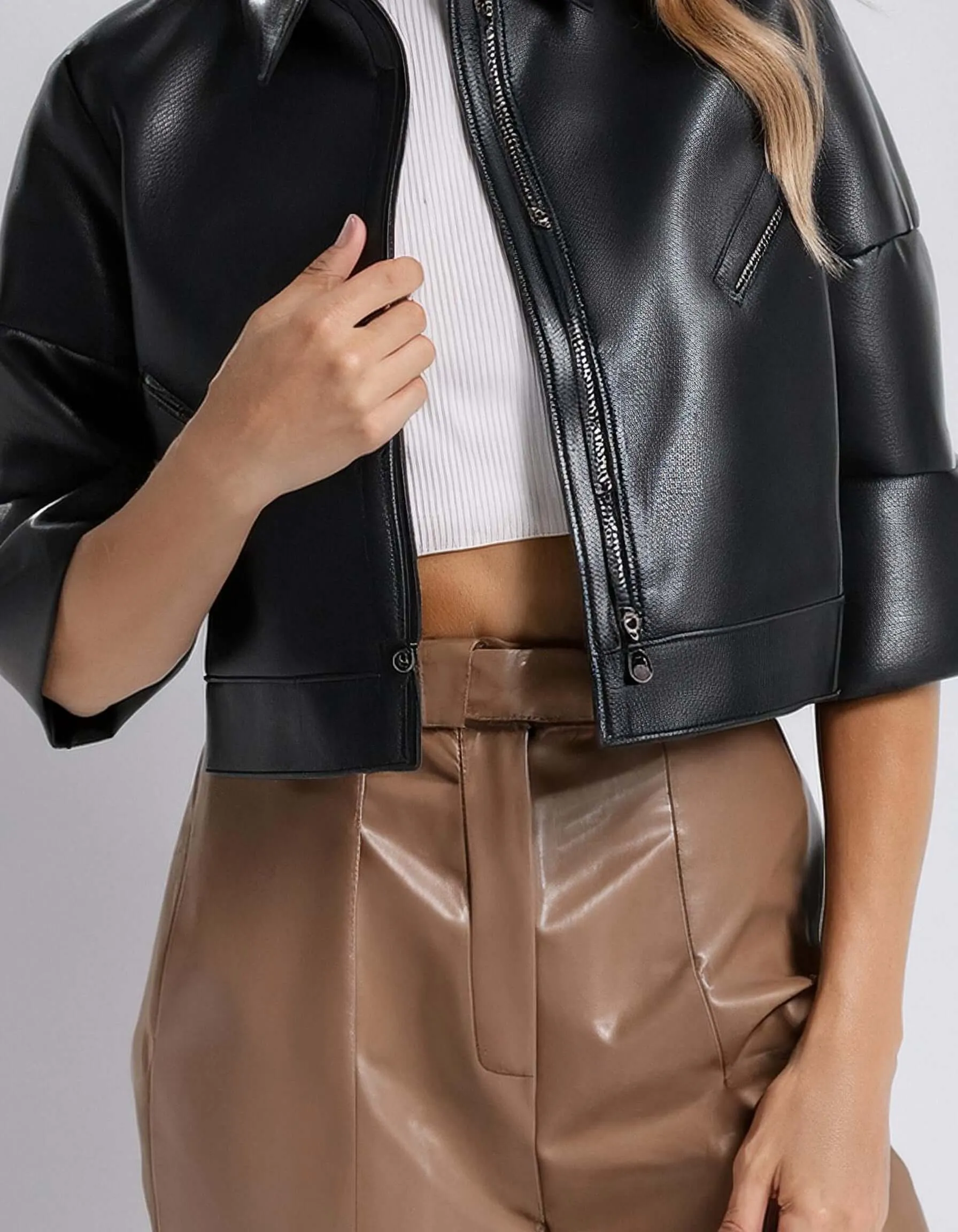 Classic Black Crop Leather Jacket