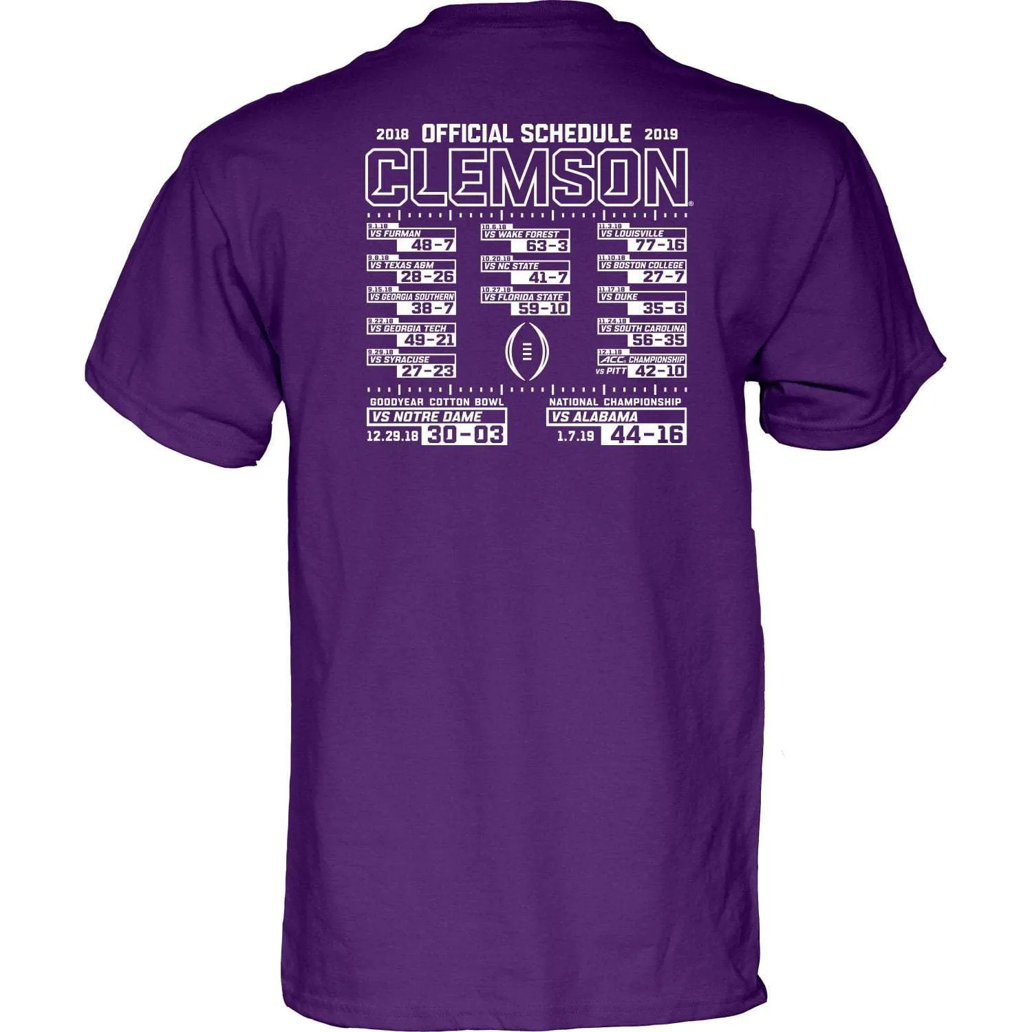 Clemson Tigers 2018-2019 Football National Champions Purple Short Sleeve T-Shirt