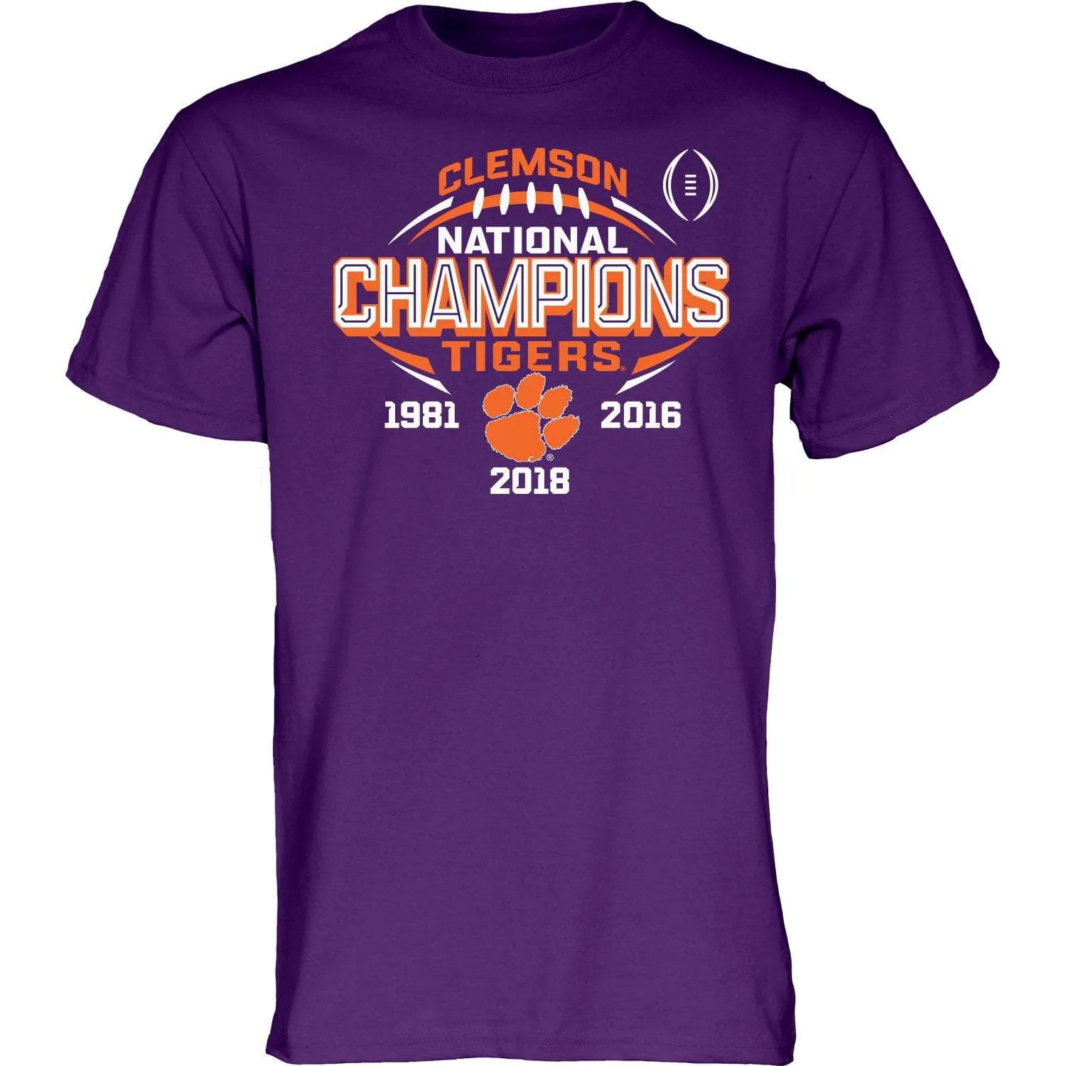 Clemson Tigers 2018-2019 Football National Champions Purple Short Sleeve T-Shirt