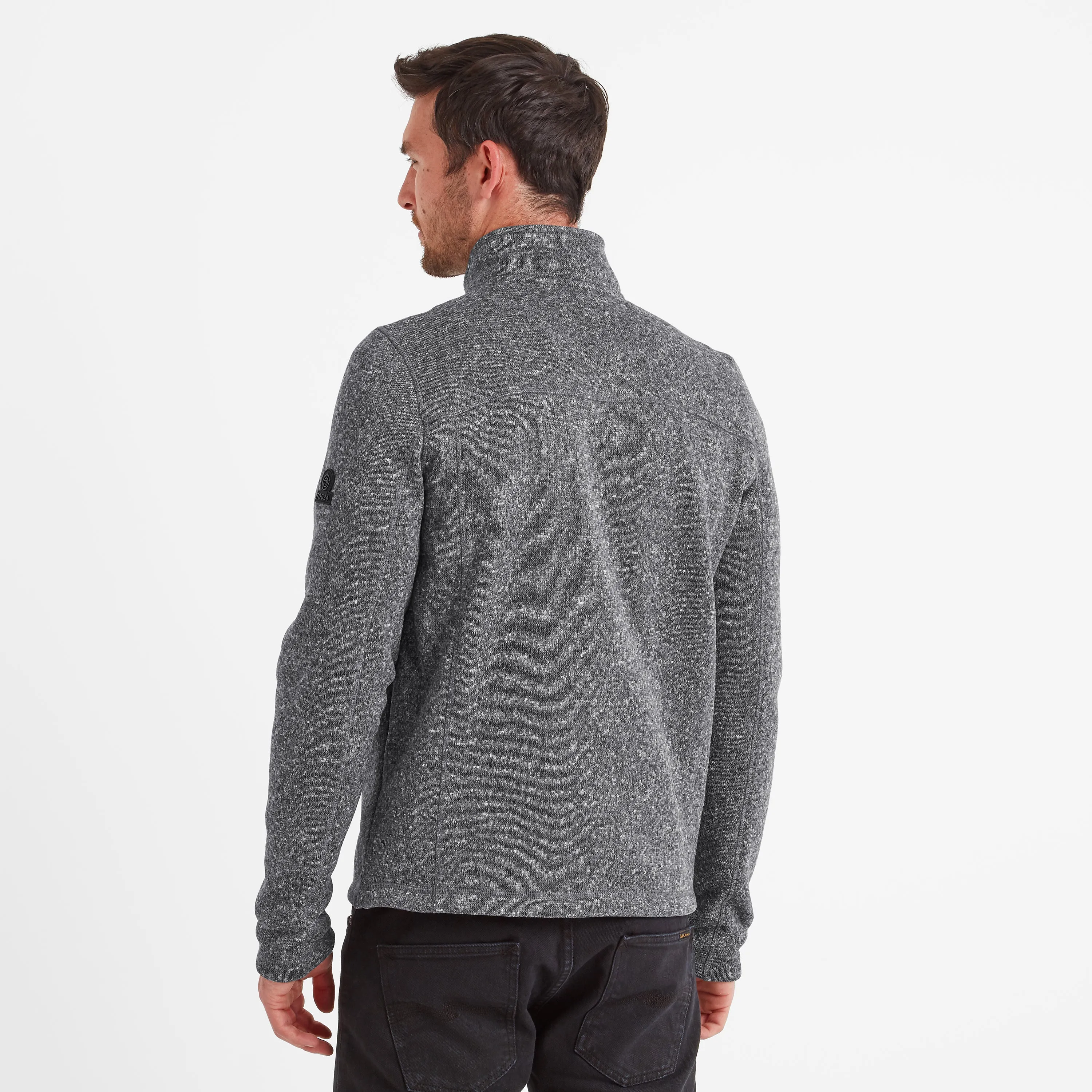 Cresswell Mens Knitlook Fleece Jacket - Dark Grey Marl