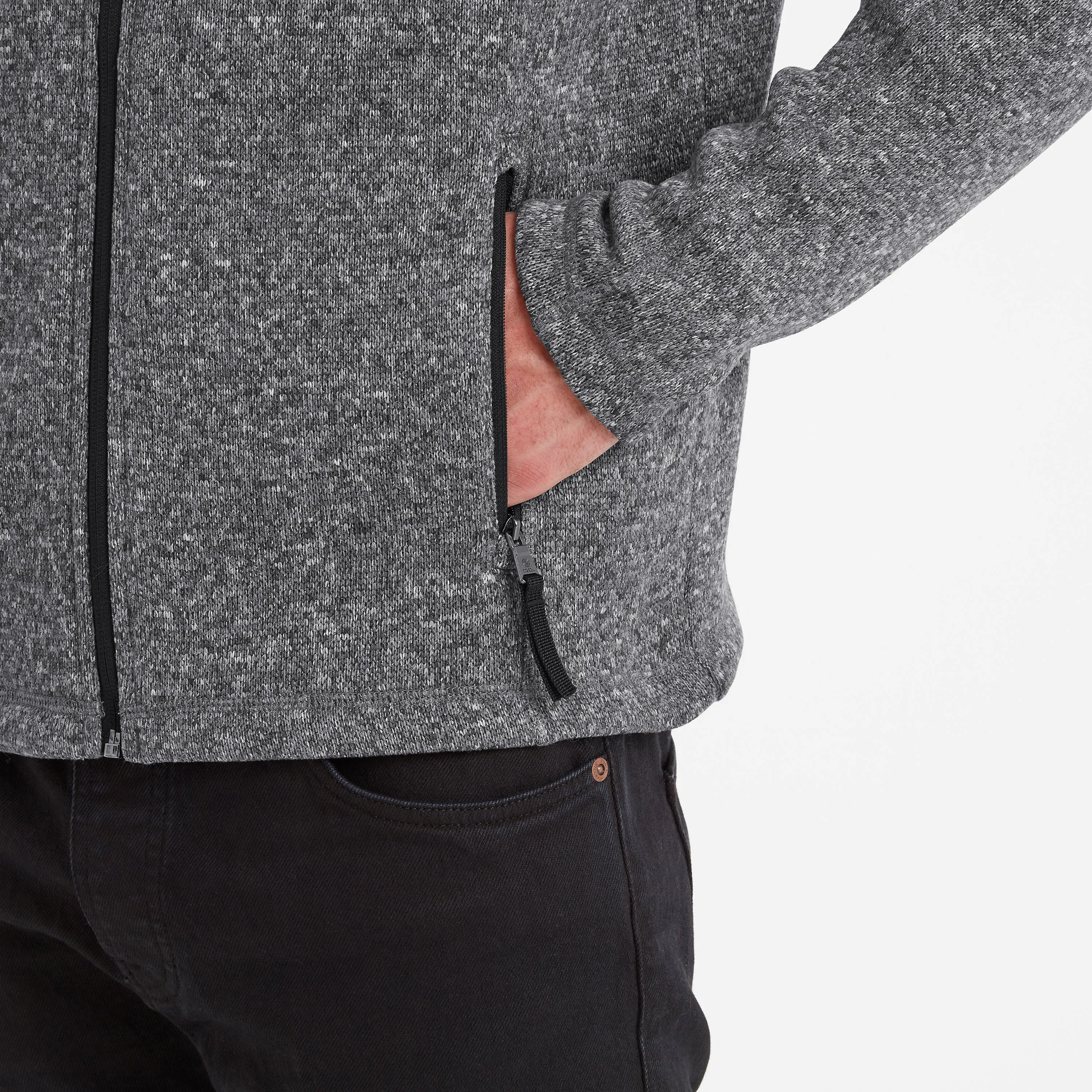 Cresswell Mens Knitlook Fleece Jacket - Dark Grey Marl