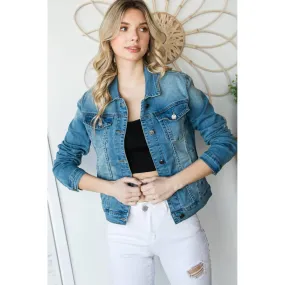 Cropped Denim Jacket with Asymmetric Seam