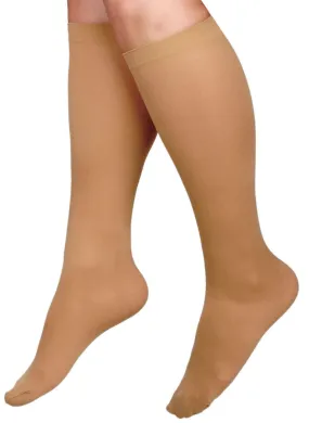 CURAD Knee-High Compression Hosiery with 20-30 mmHg, Tan, Size C, Regular