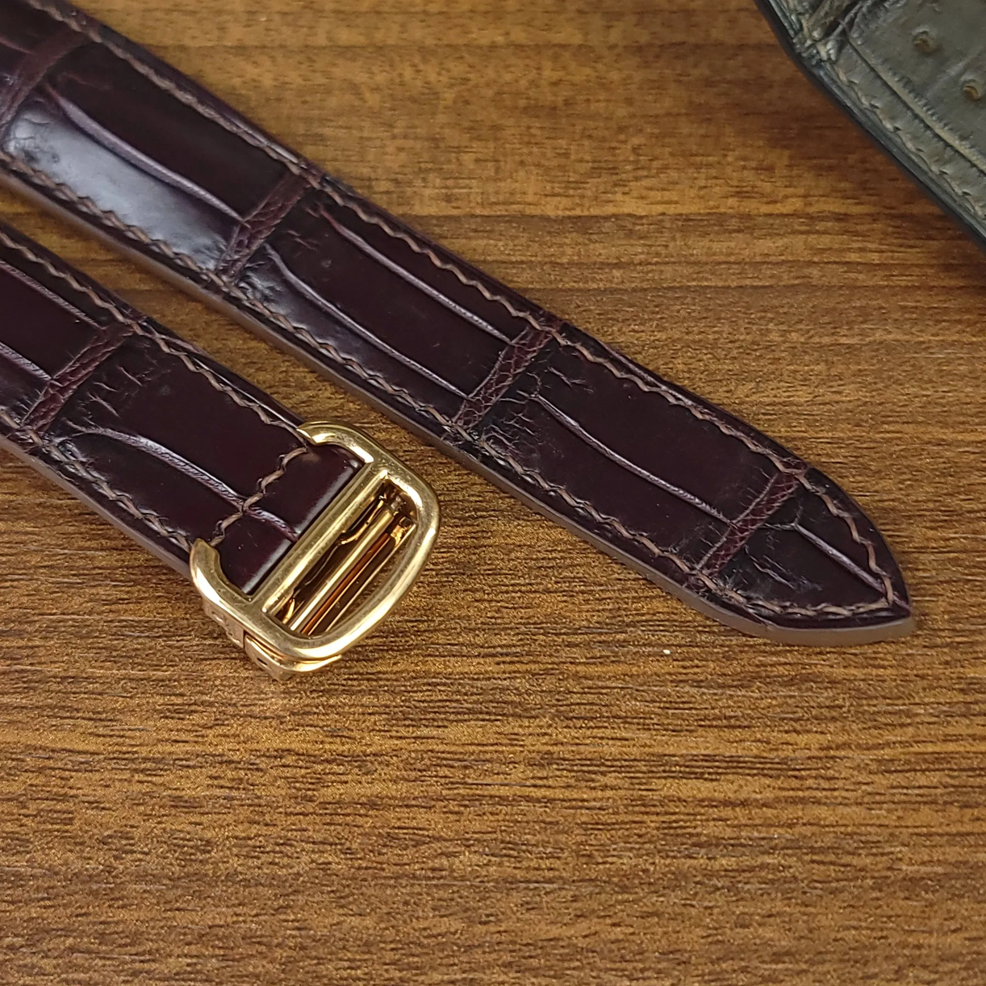 Custom Brown Genuine Alligator Leather Cartier Watch Strap