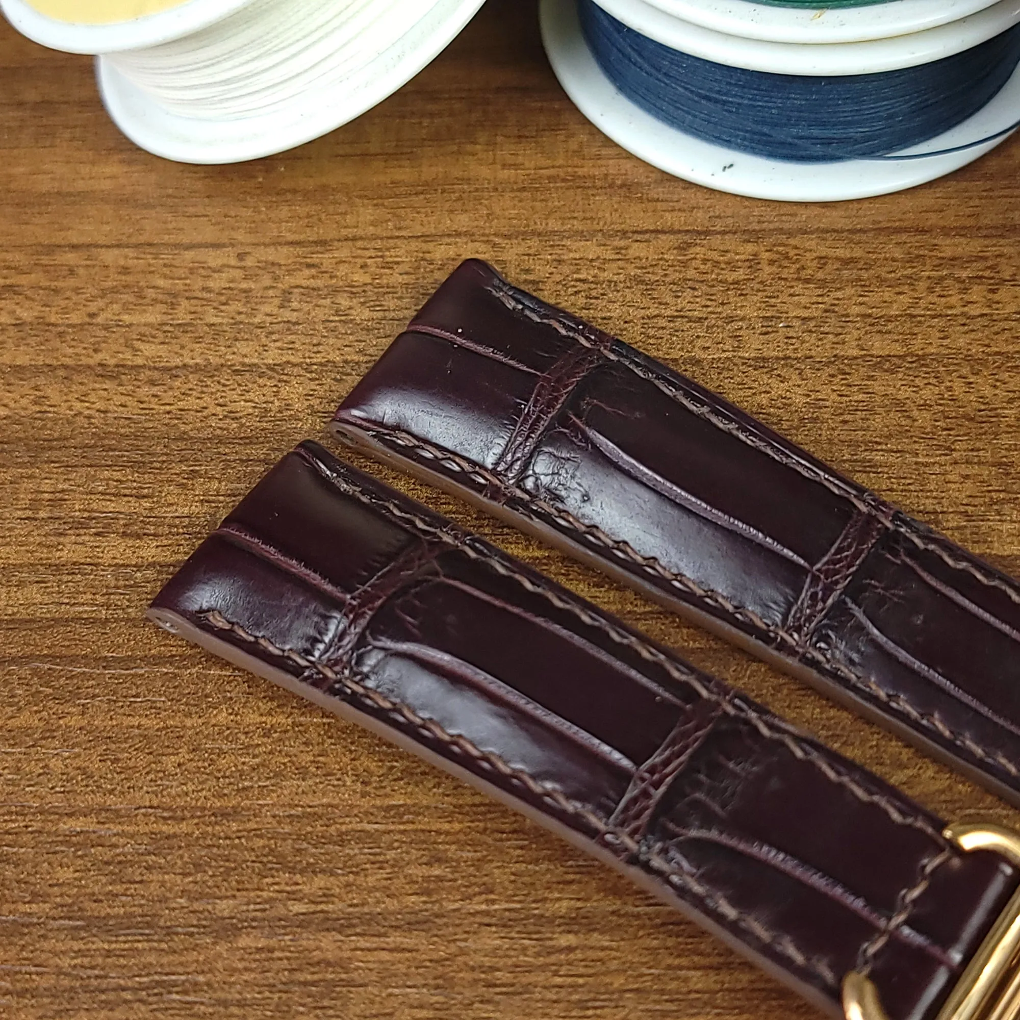 Custom Brown Genuine Alligator Leather Cartier Watch Strap