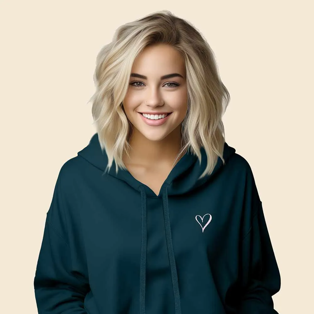 Dalix Heart Cropped Hoodie