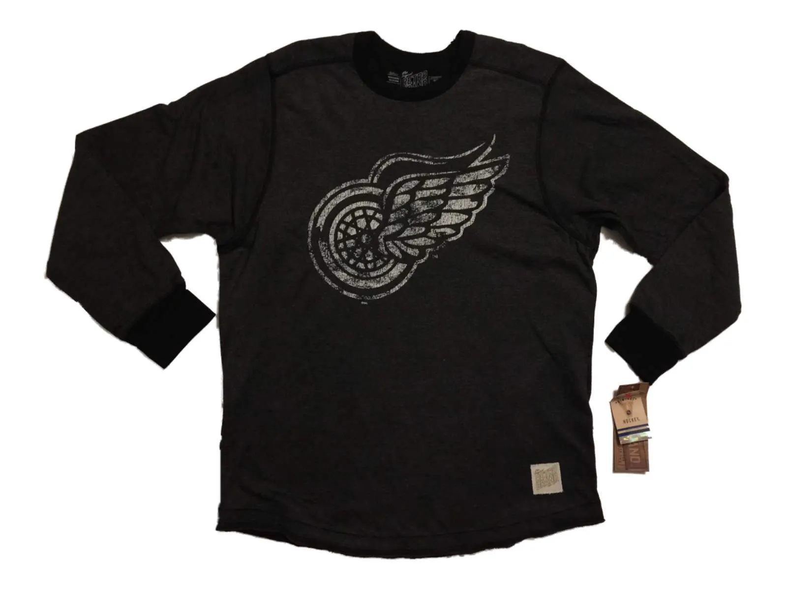 Detroit Red Wings Retro Brand Charcoal Heavyweight Long Sleeve T-Shirt