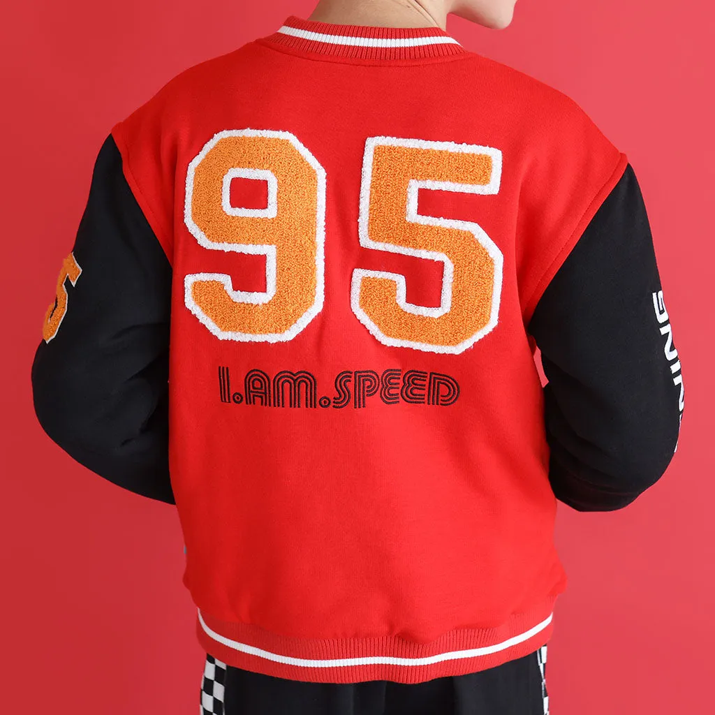 Disney Racing Red Fleece Varsity Jacket