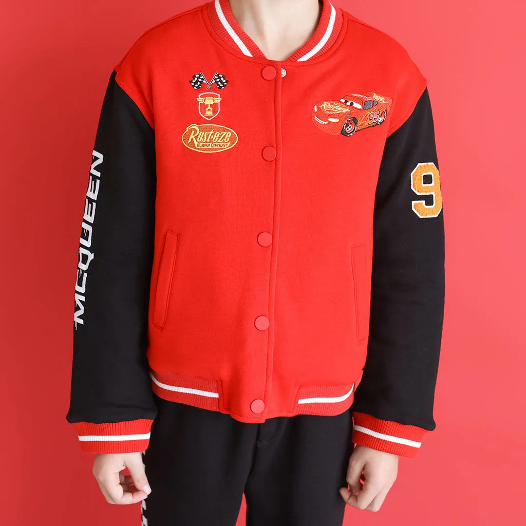 Disney Racing Red Fleece Varsity Jacket