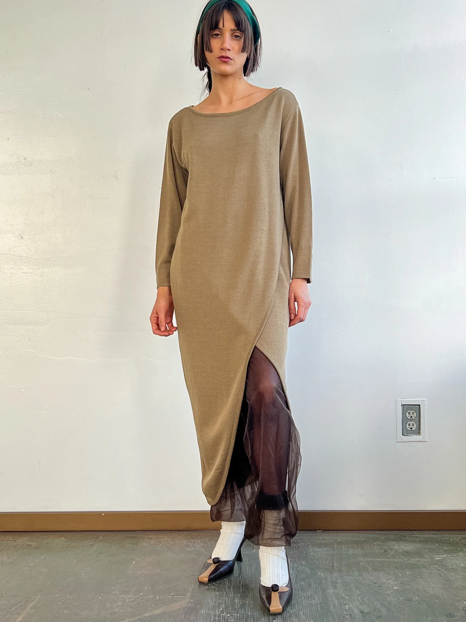 Donna Karan Khaki Knit Dress (M)